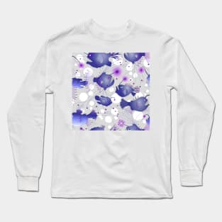 Angler fish - violet on gray Long Sleeve T-Shirt